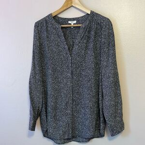 Joie Women’s Peterson Silk Long Sleeve Patterned Blouse Black White Size Small